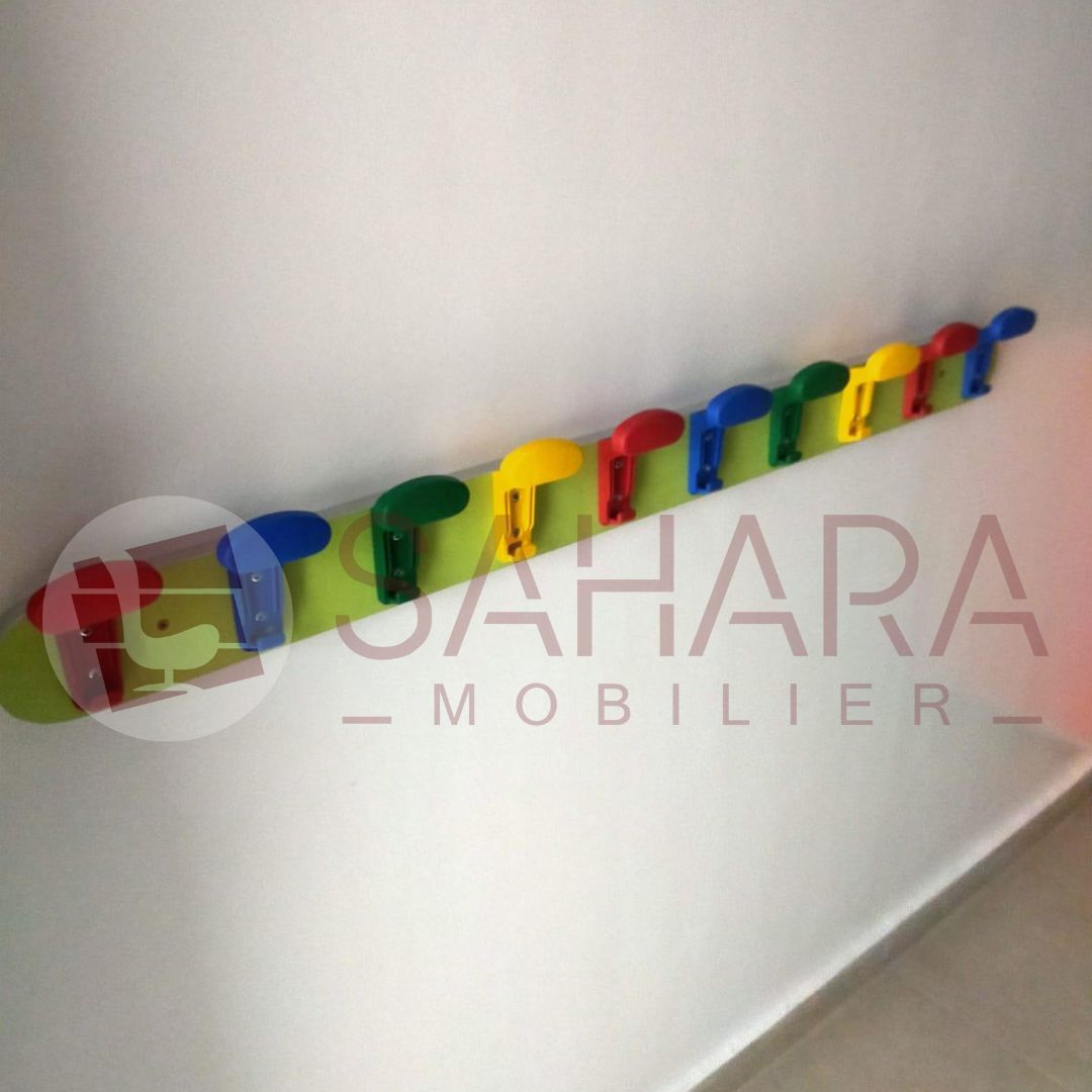 Porte-Manteau Mural en Bois avec Crochets Multicolores